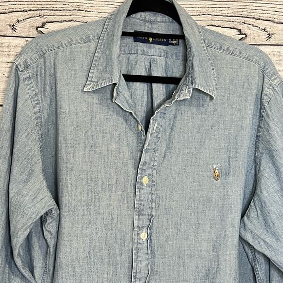 Ralph Lauren Men's Shirt Size XL Button Up Pale Blue Long Sleeves Collared - Picture 3 of 11